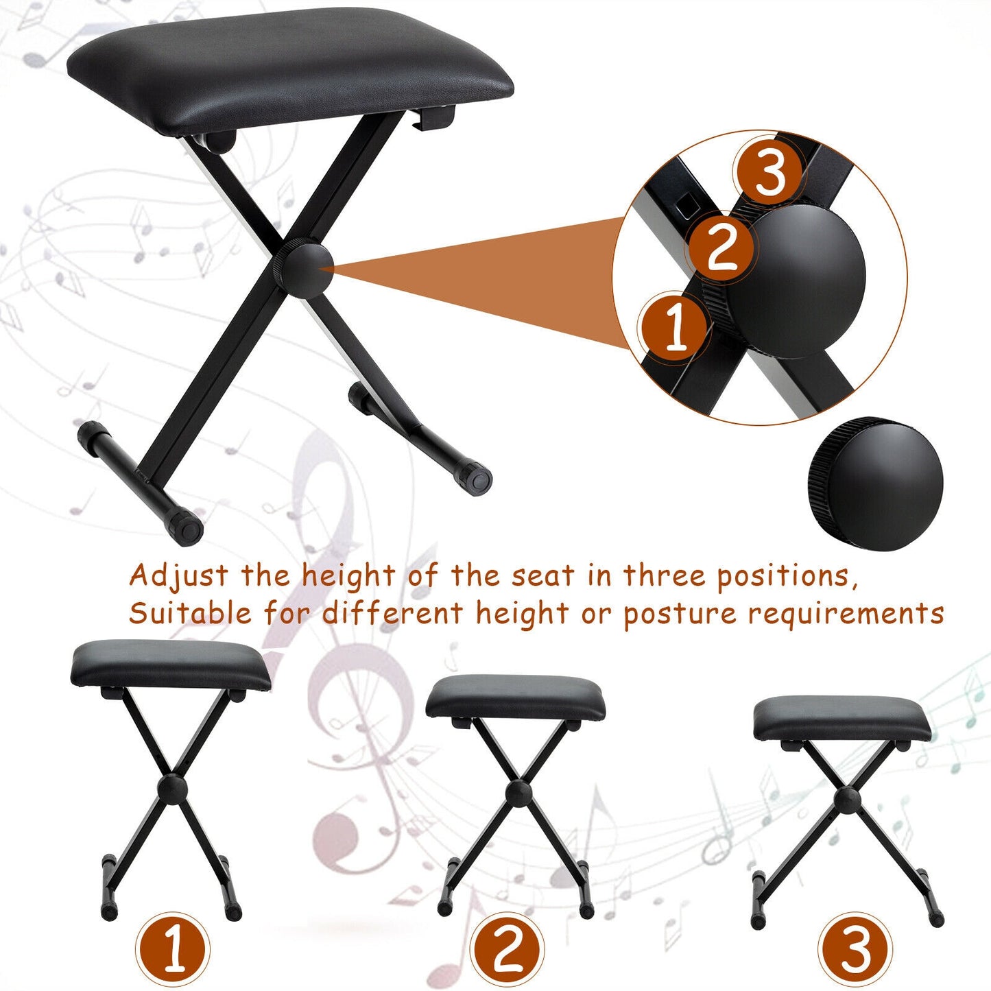 61 Key Electronic Keyboard Piano Set with Stand Bench Headphones Kids Crystal