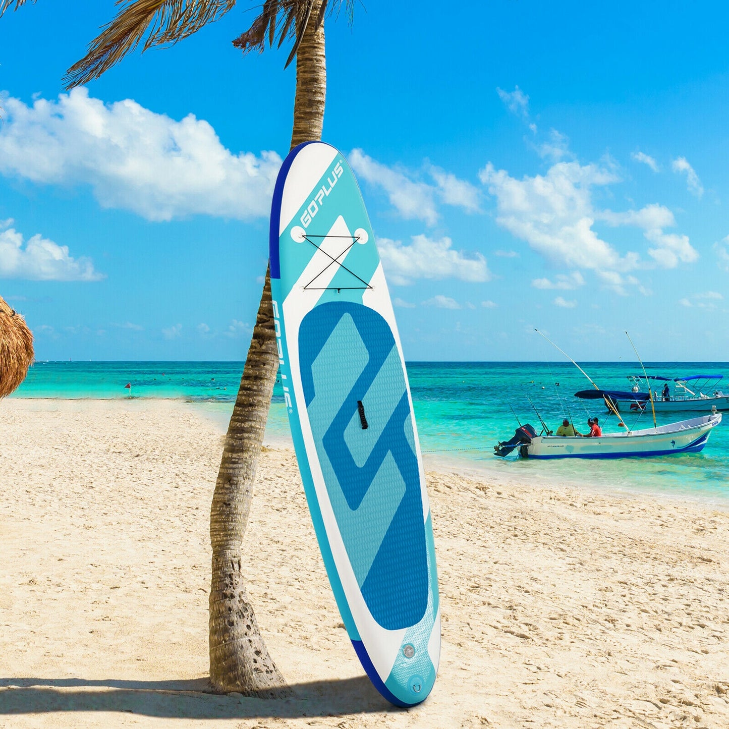 10 Feet Inflatable Stand Up Paddle Board 6 Inch Thick with Backpack Leash Aluminum Paddle Kids Crystal