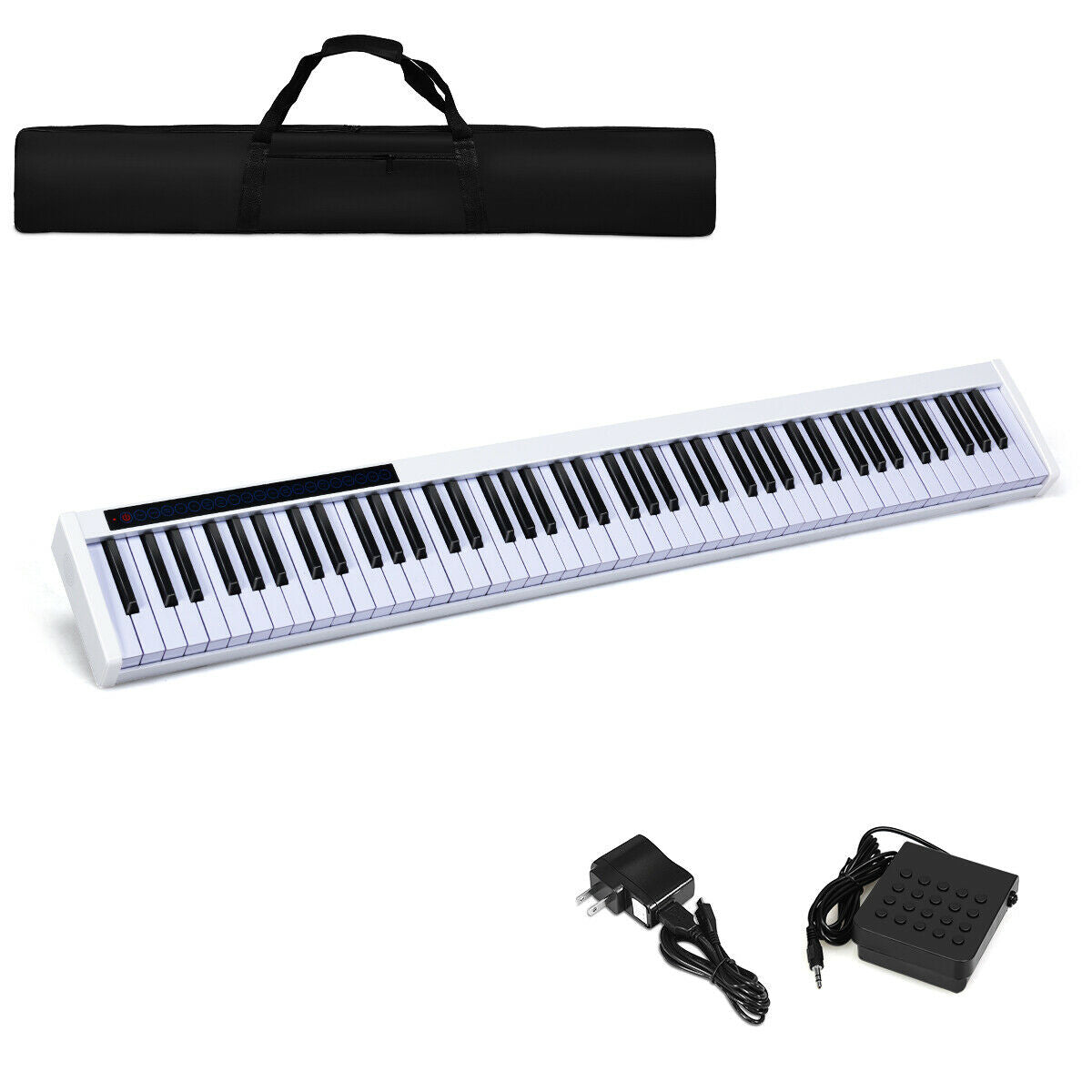 88-Key Portable Electronic Piano with Voice Function-White Kids Crystal