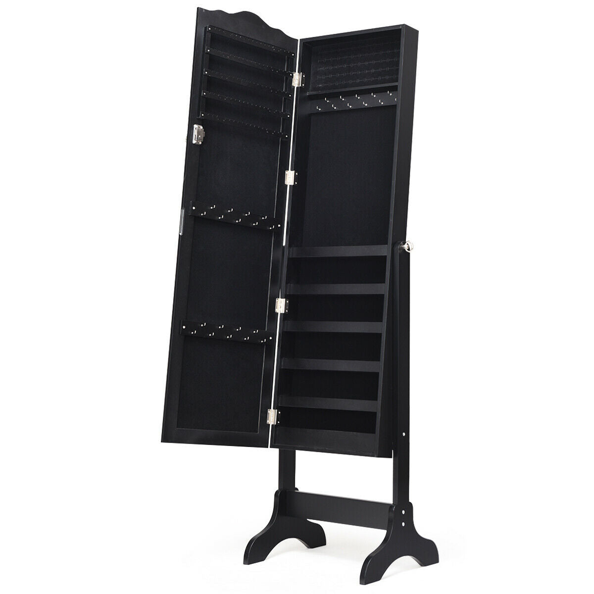 Mirrored Lockable Jewelry Cabinet Armoire Organizer Storage Box-Black Kids Crystal