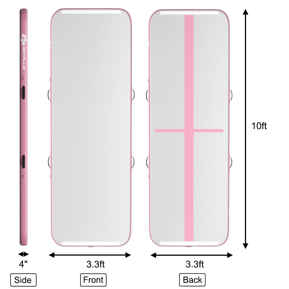 10 Feet Inflatable Gymnastics Tumbling Mat with Pump-Pink Kids Crystal