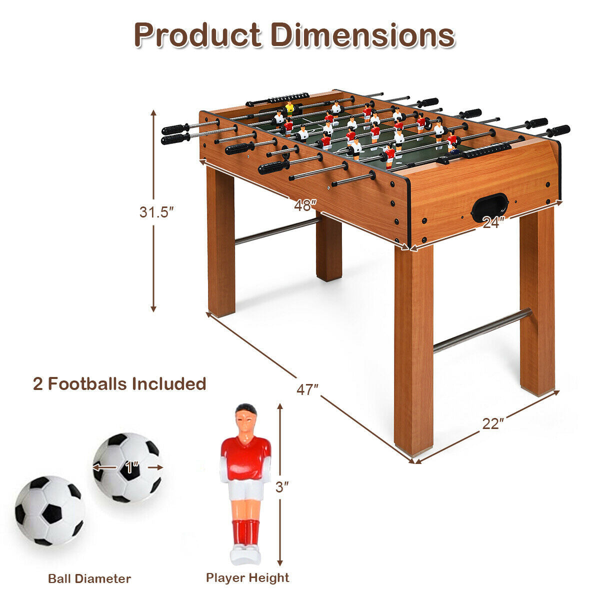 48 Inch Foosball Table Indoor Soccer Game Kids Crystal