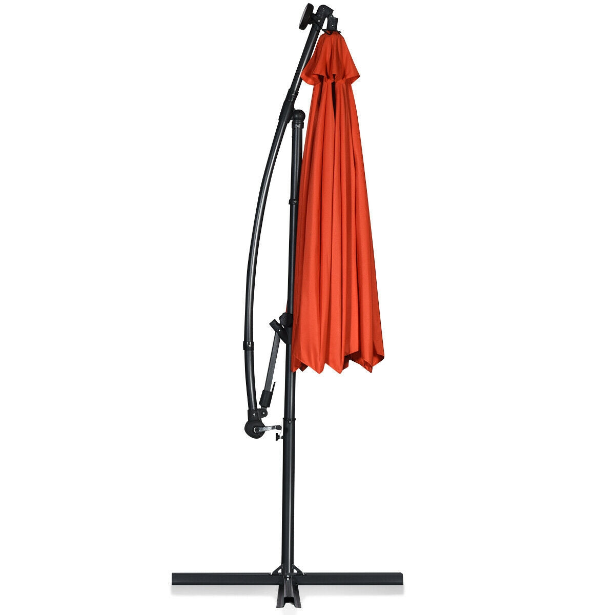 10 ft 360° Rotation Solar Powered LED Patio Offset Umbrella without Weight Base-Orange Kids Crystal