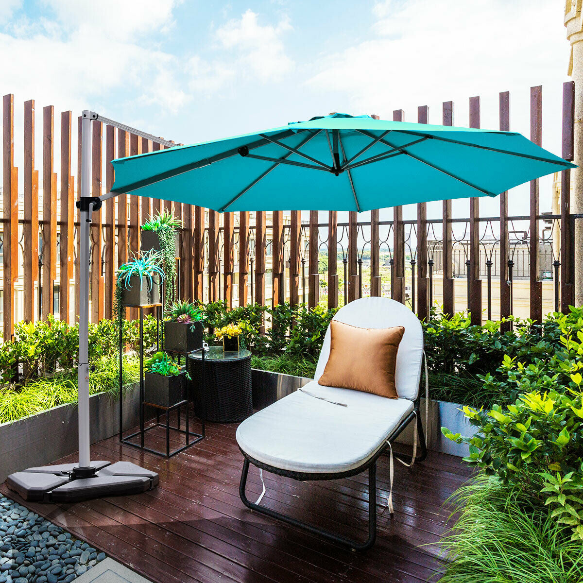 11 Feet Patio Offset Cantilever Umbrella 360° Rotation Aluminum Tilt-Blue Kids Crystal