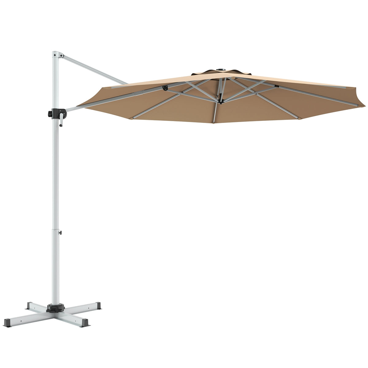 11 Feet Patio Offset Cantilever Umbrella 360° Rotation Aluminum Tilt-Beige Kids Crystal