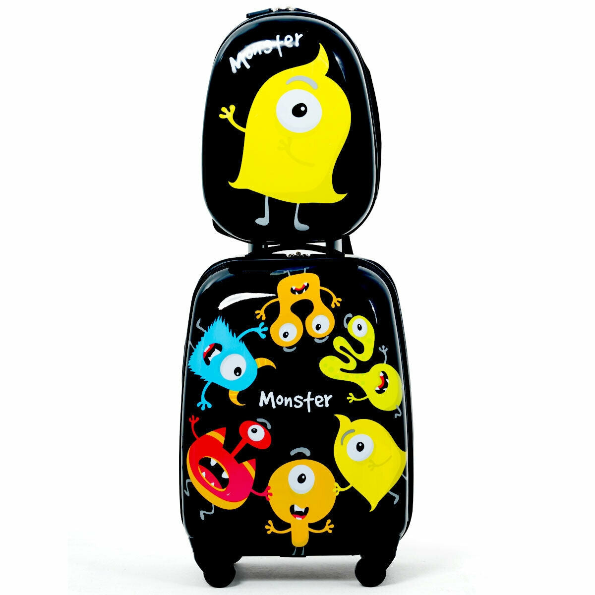 2 Pieces Kids Luggage Set 12 Inch Backpack and 16 Inch Rolling Suitcase Kids Crystal