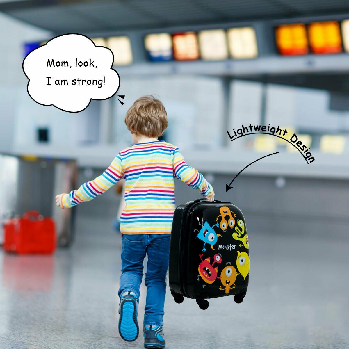 2 Pieces Kids Luggage Set 12 Inch Backpack and 16 Inch Rolling Suitcase Kids Crystal