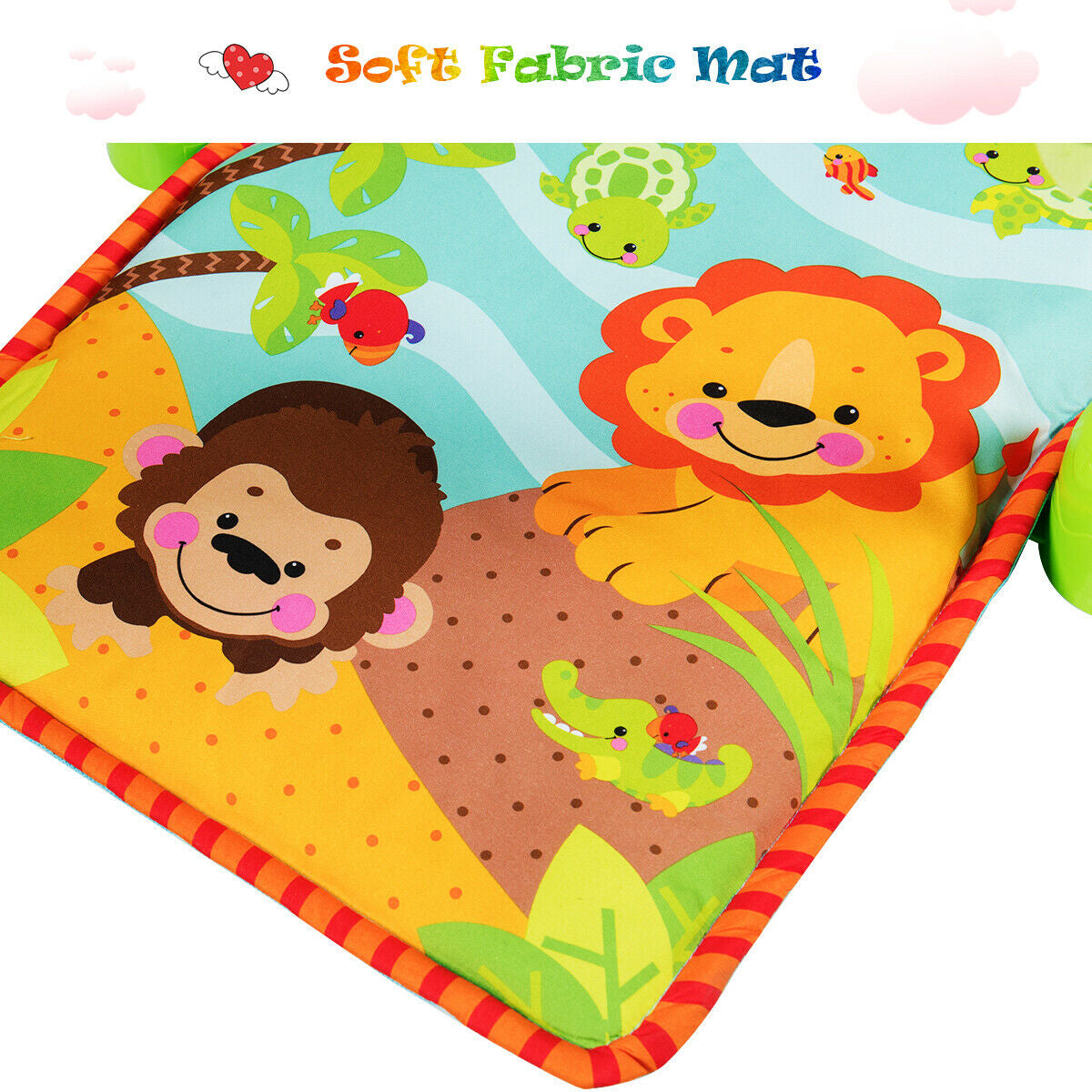 4-in-1 Baby Play Gym Mat with 3 Hanging Educational Toys Kids Crystal