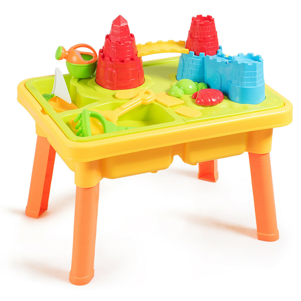 Sand and Water Play Table for Kids with Sand Castle Molds Kids Crystal