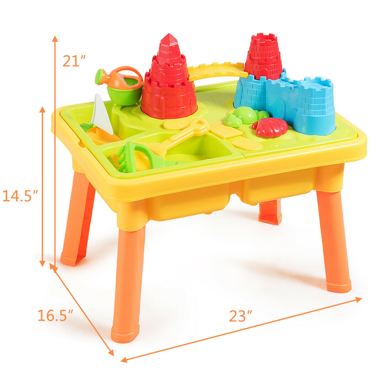 Sand and Water Play Table for Kids with Sand Castle Molds Kids Crystal