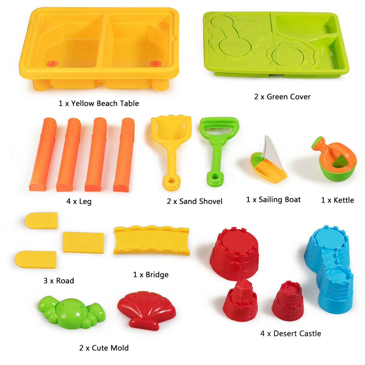 Sand and Water Play Table for Kids with Sand Castle Molds Kids Crystal
