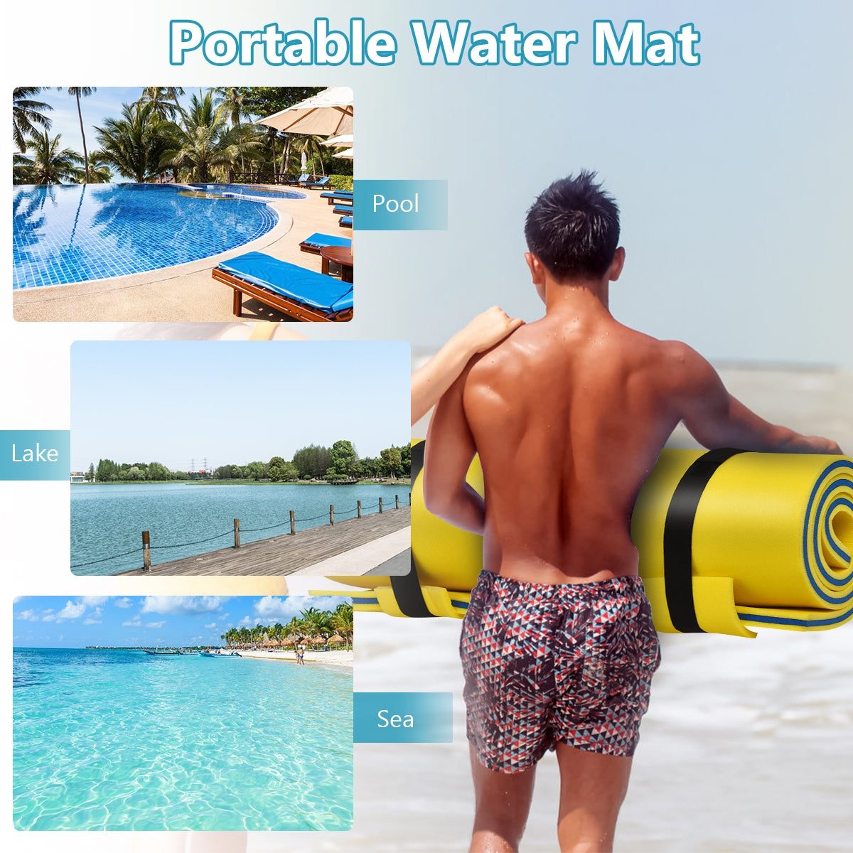 3-Layer Relaxing Tear-proof Water Mat-Yellow Kids Crystal