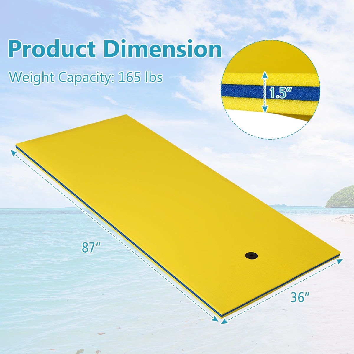 3-Layer Relaxing Tear-proof Water Mat-Yellow Kids Crystal