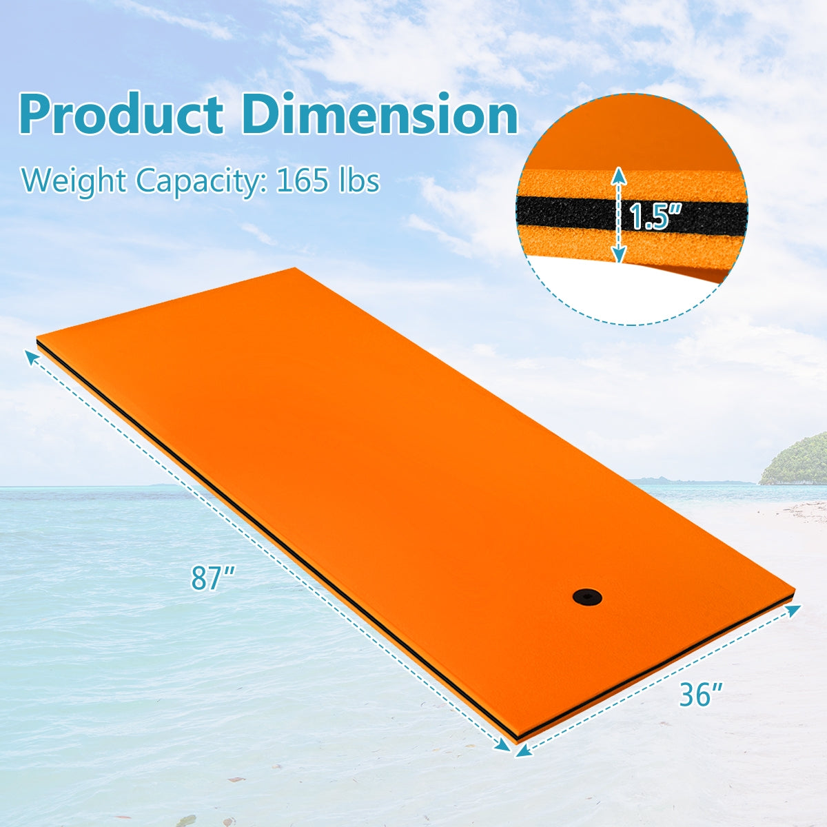 3-Layer Relaxing Tear-proof Water Mat-Orange Kids Crystal