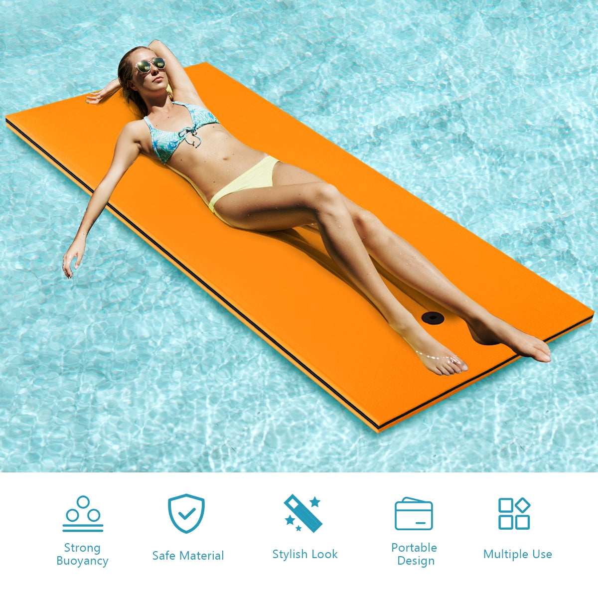 3-Layer Relaxing Tear-proof Water Mat-Orange Kids Crystal
