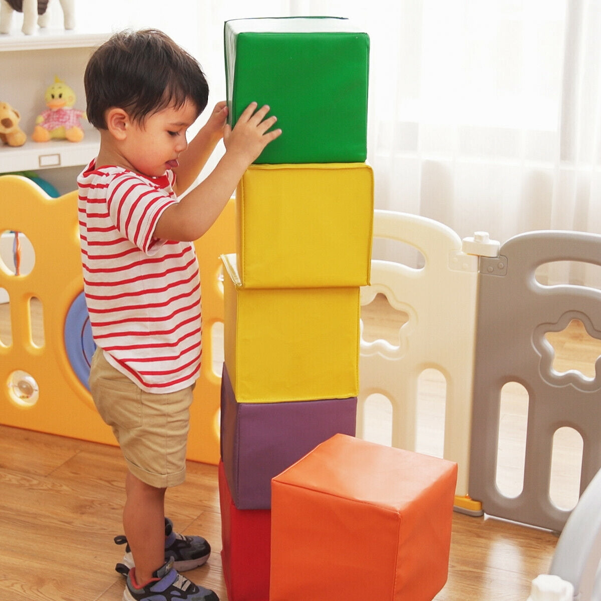 12 Pieces 5.5 Inch Soft Colorful Foam Building Blocks Kids Crystal