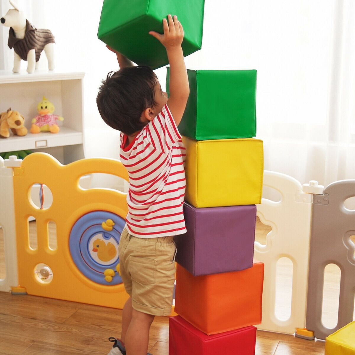 12 Pieces 5.5 Inch Soft Colorful Foam Building Blocks Kids Crystal