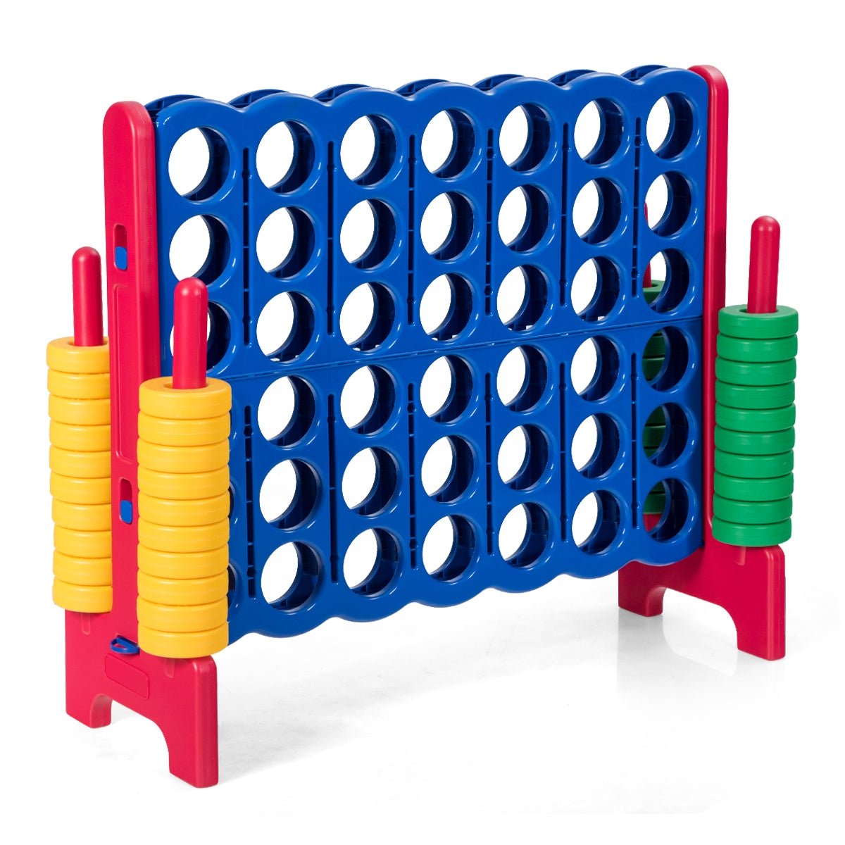 Jumbo 4-to-Score Giant Game Set with 42 Jumbo Rings and Quick-Release Slider-Red Kids Crystal