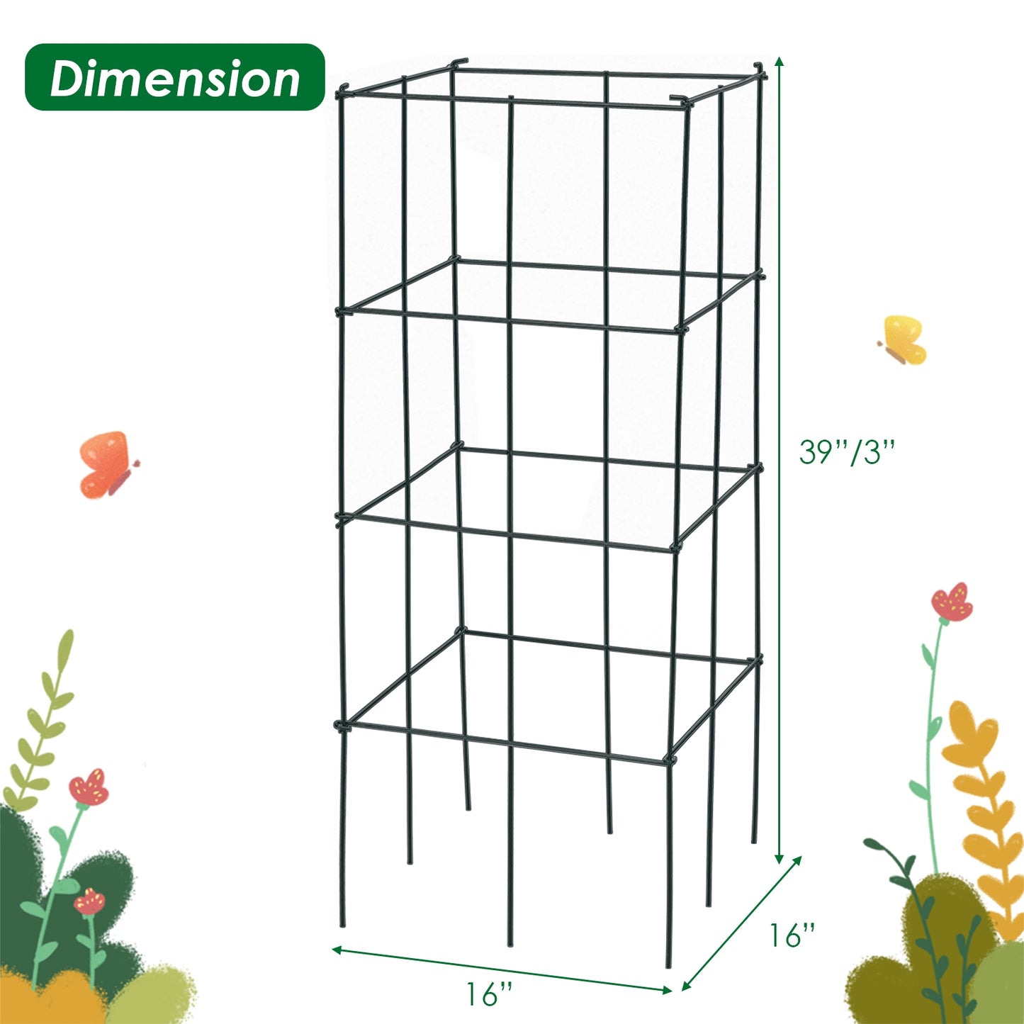 4 Pack Garden Trellis for Climbing Plants for Flower Vegetable Kids Crystal