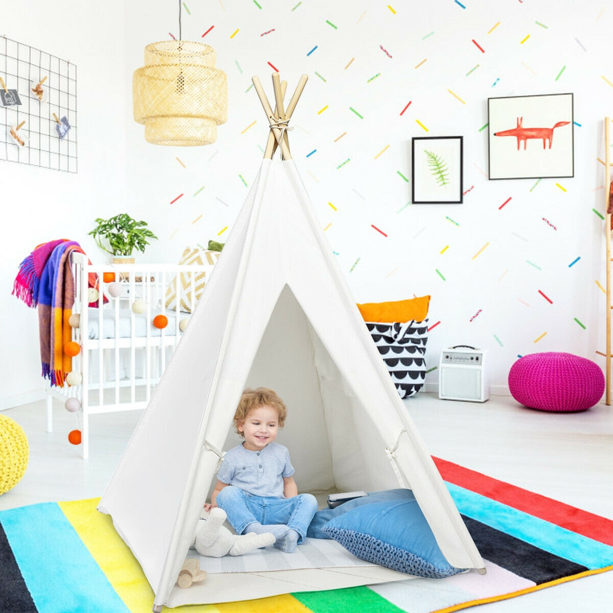 5.5 ft Portable Cotton Kids' Play Tent Kids Crystal