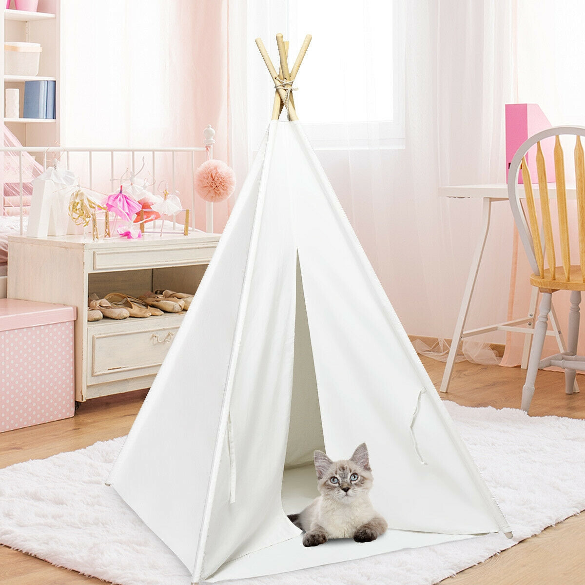 5.5 ft Portable Cotton Kids' Play Tent Kids Crystal