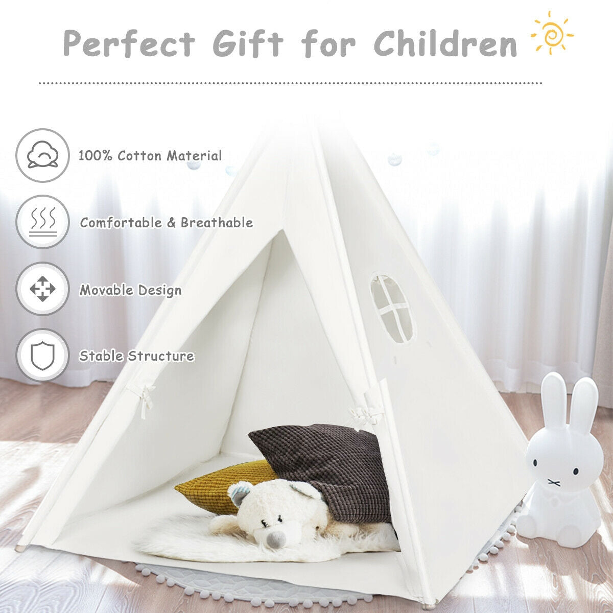 5.5 ft Portable Cotton Kids' Play Tent Kids Crystal