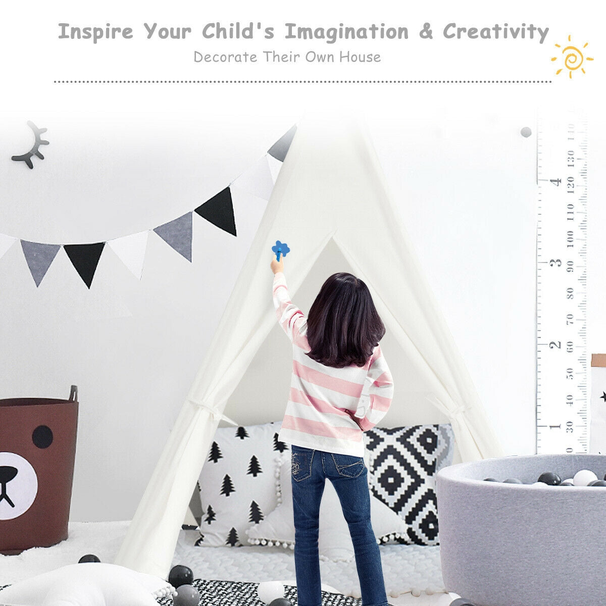 5.5 ft Portable Cotton Kids' Play Tent Kids Crystal