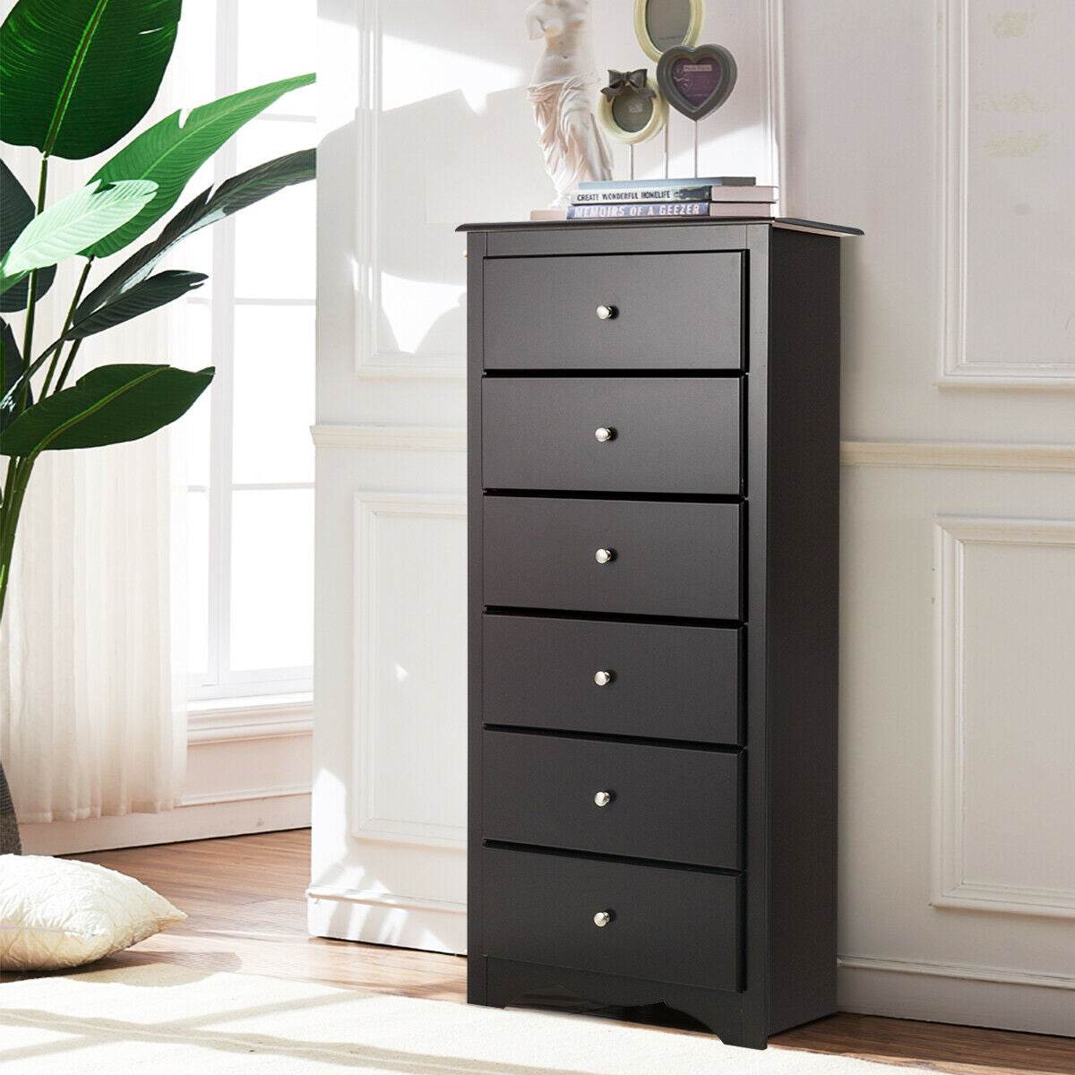 6 Drawers Chest Dresser Clothes Storage Bedroom Furniture Cabinet-Brown Kids Crystal