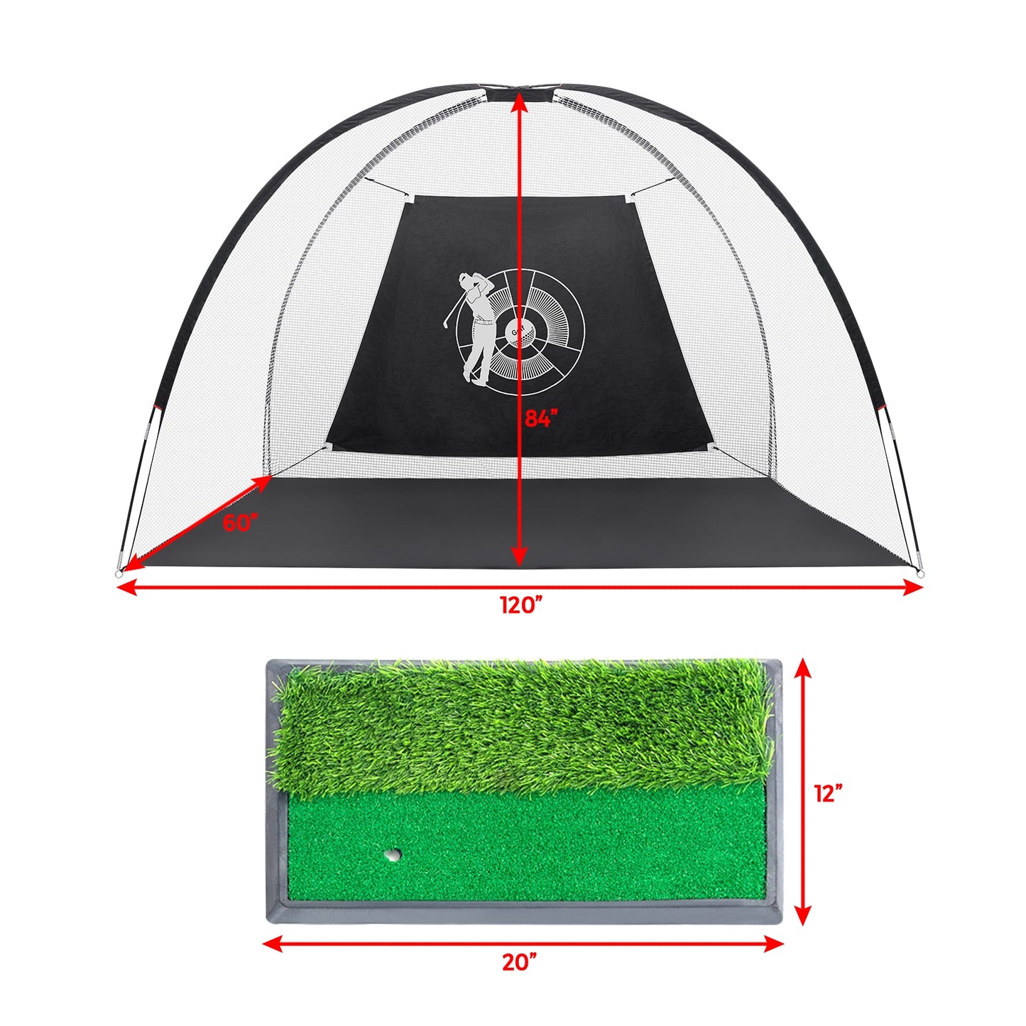 3-in-1 Portable 10 Feet Golf Practice Set Kids Crystal