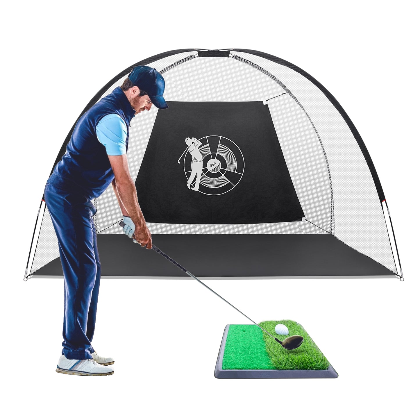 3-in-1 Portable 10 Feet Golf Practice Set Kids Crystal