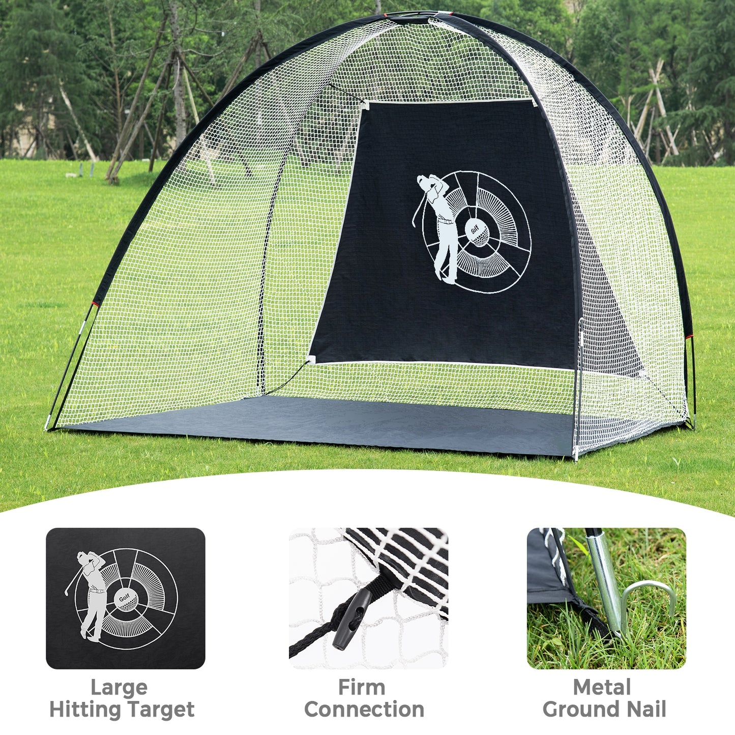 3-in-1 Portable 10 Feet Golf Practice Set Kids Crystal