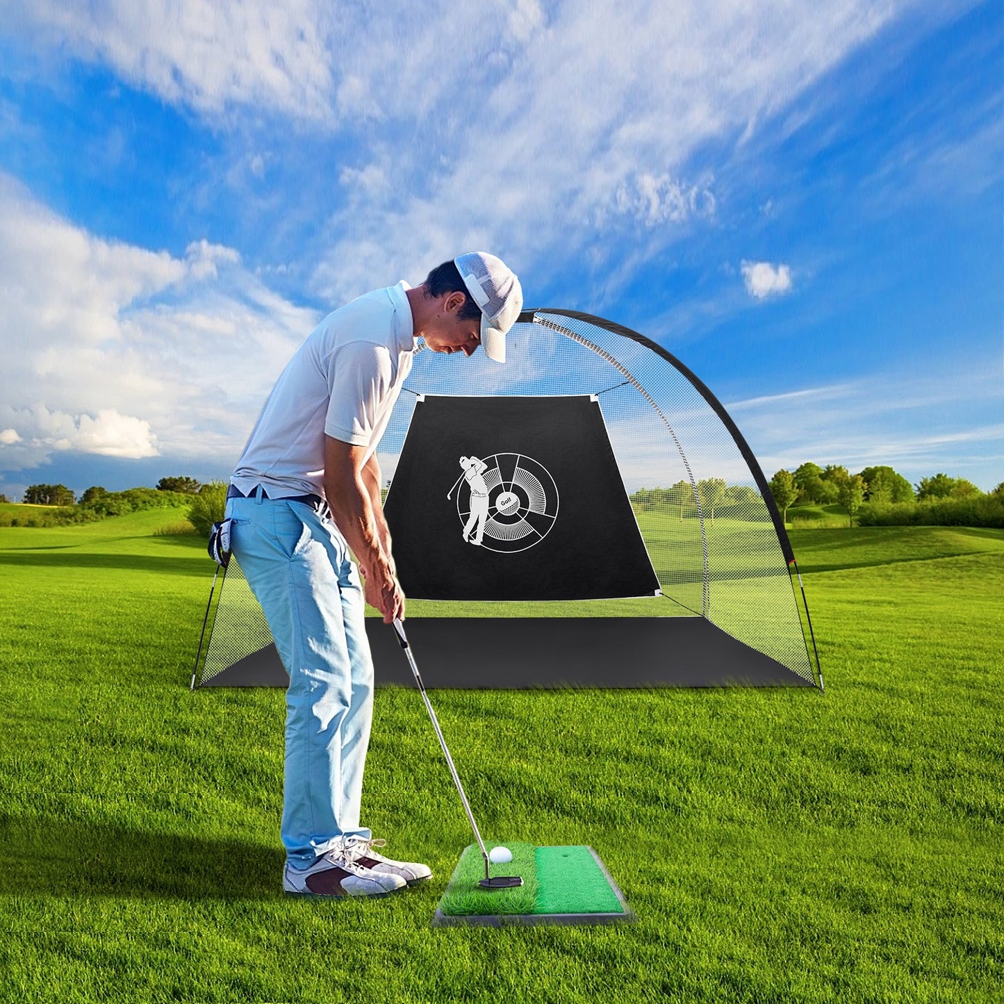 3-in-1 Portable 10 Feet Golf Practice Set Kids Crystal