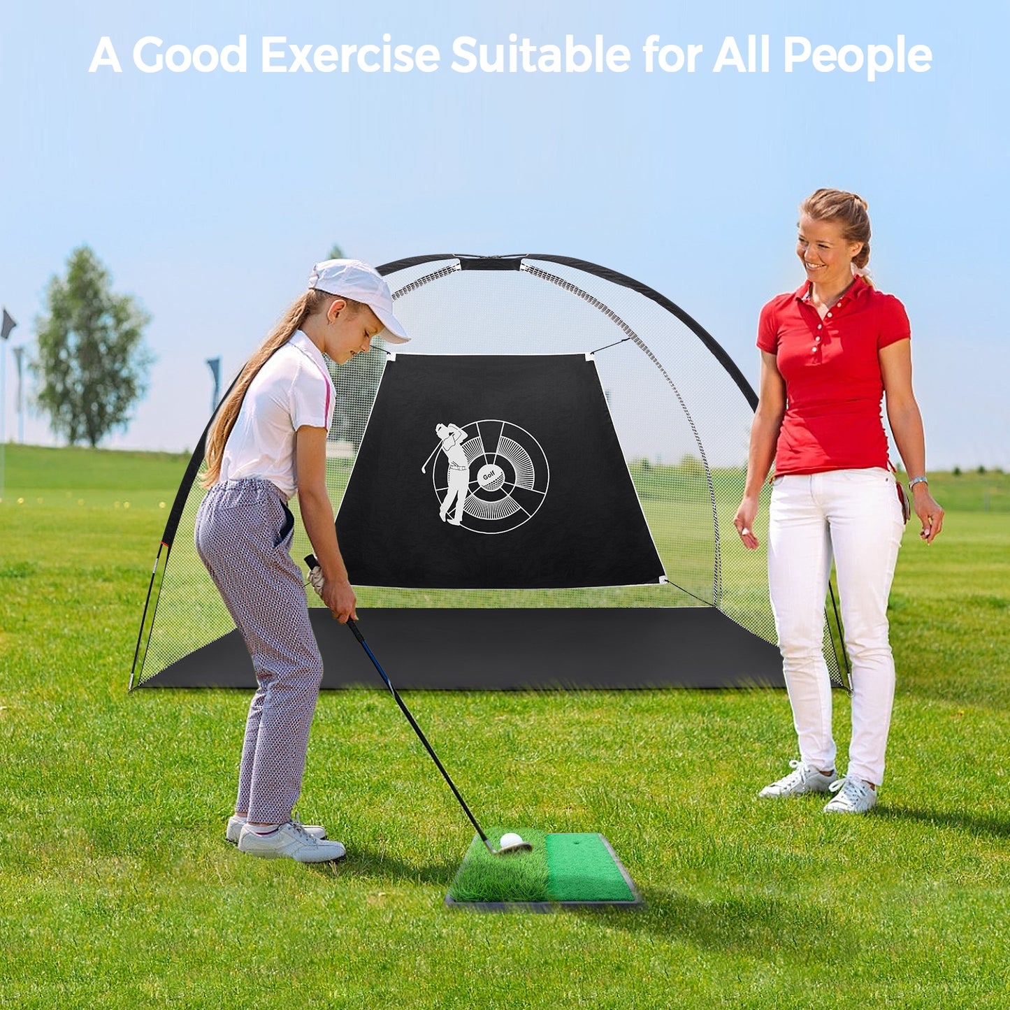 3-in-1 Portable 10 Feet Golf Practice Set Kids Crystal