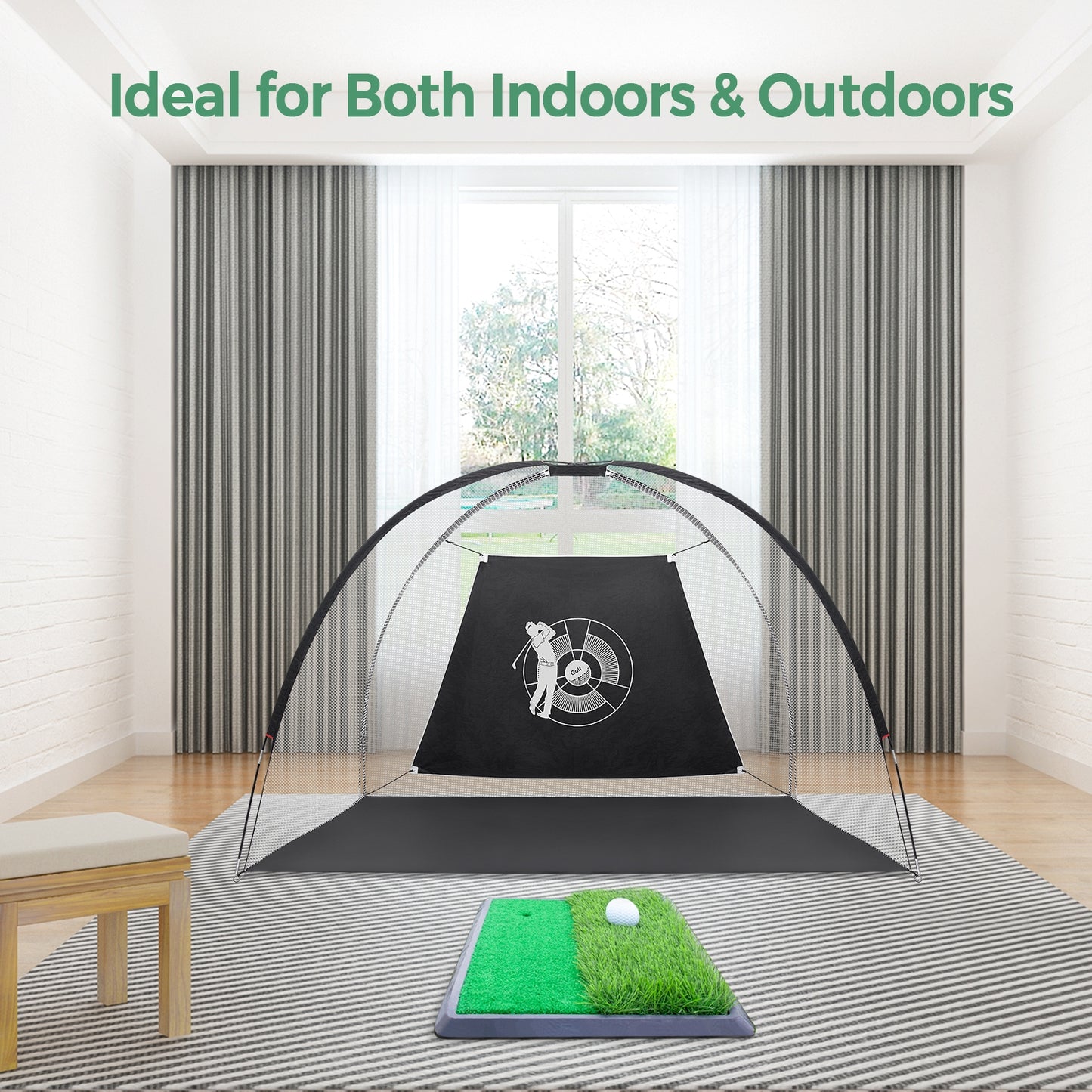 3-in-1 Portable 10 Feet Golf Practice Set Kids Crystal
