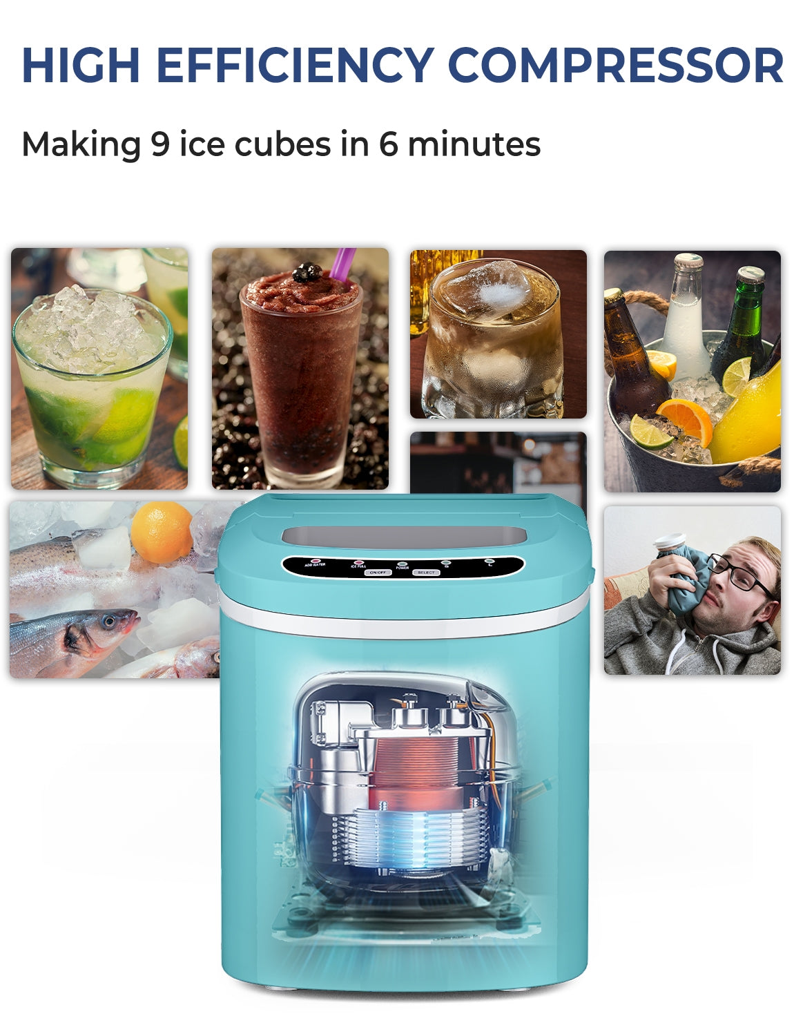 Mini Portable Compact Electric Ice Maker Machine-Green Kids Crystal
