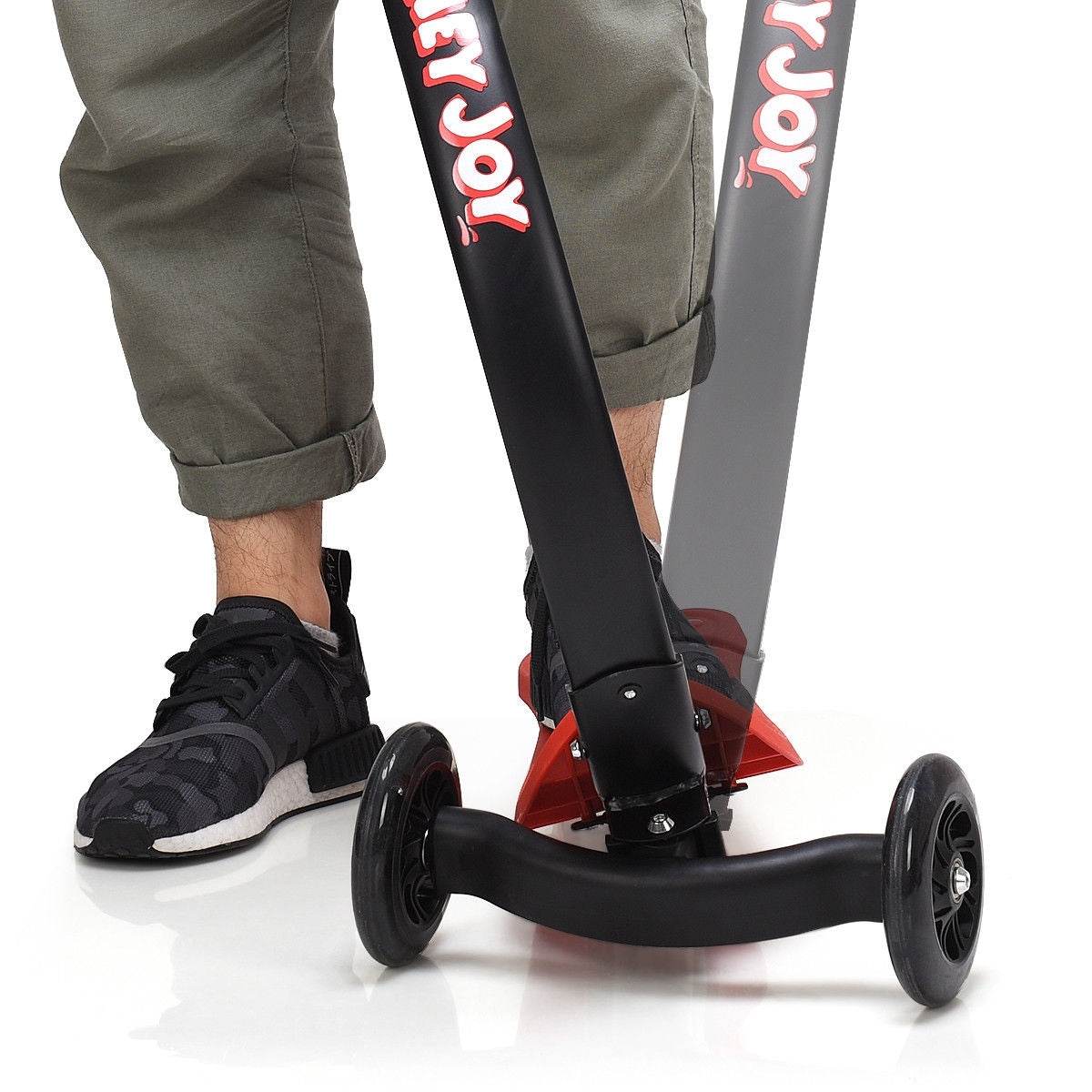 Folding Kids C Shape Anti-Collision Adjustable Kick Scooter -Red Kids Crystal