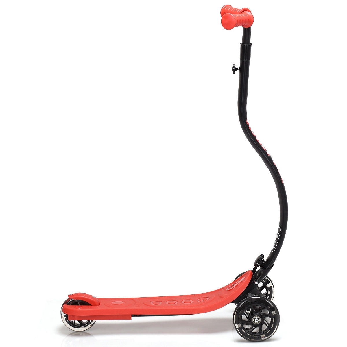 Folding Kids C Shape Anti-Collision Adjustable Kick Scooter -Red Kids Crystal