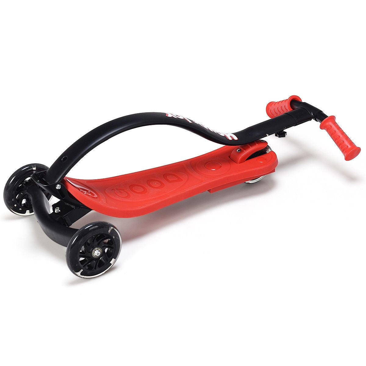 Folding Kids C Shape Anti-Collision Adjustable Kick Scooter -Red Kids Crystal