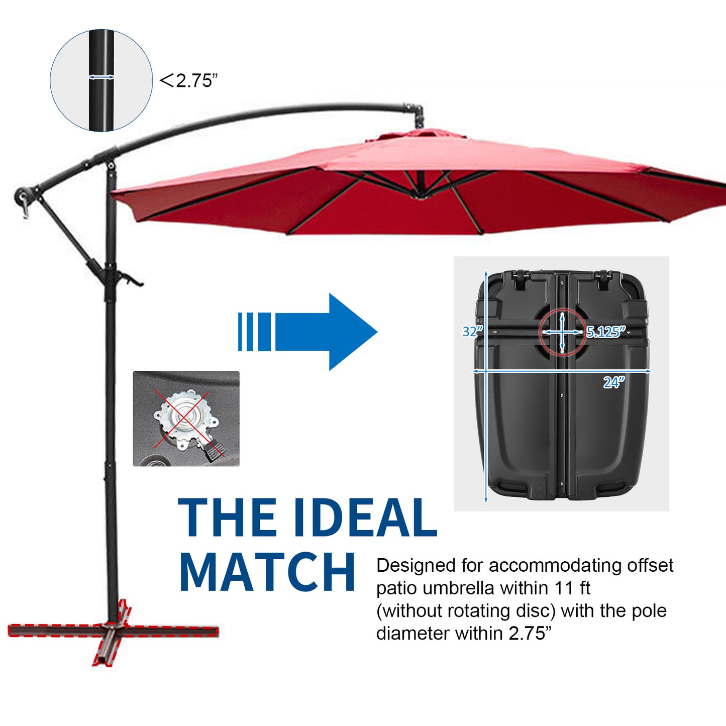60L Plastic Weighted Fill Water Sand Wheel Patio Umbrella Base Kids Crystal