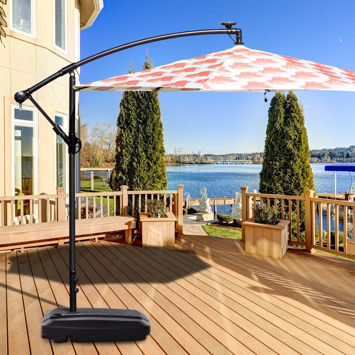 60L Plastic Weighted Fill Water Sand Wheel Patio Umbrella Base Kids Crystal