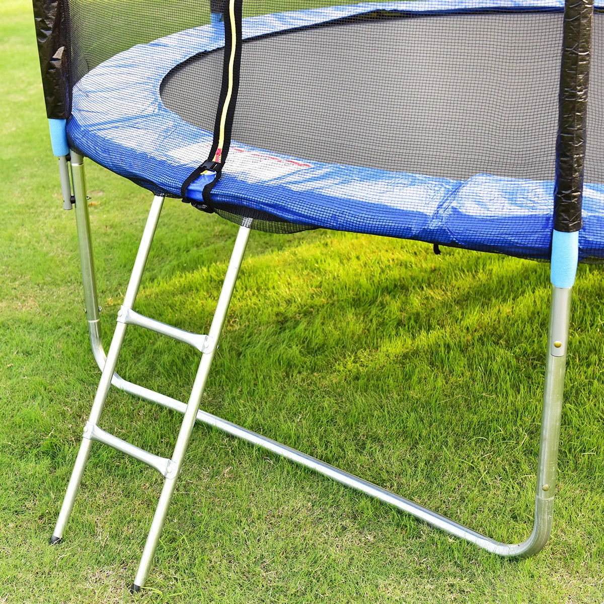 10 Feet Combo Bounce Jump Safety Trampoline with Spring Pad Ladder Kids Crystal