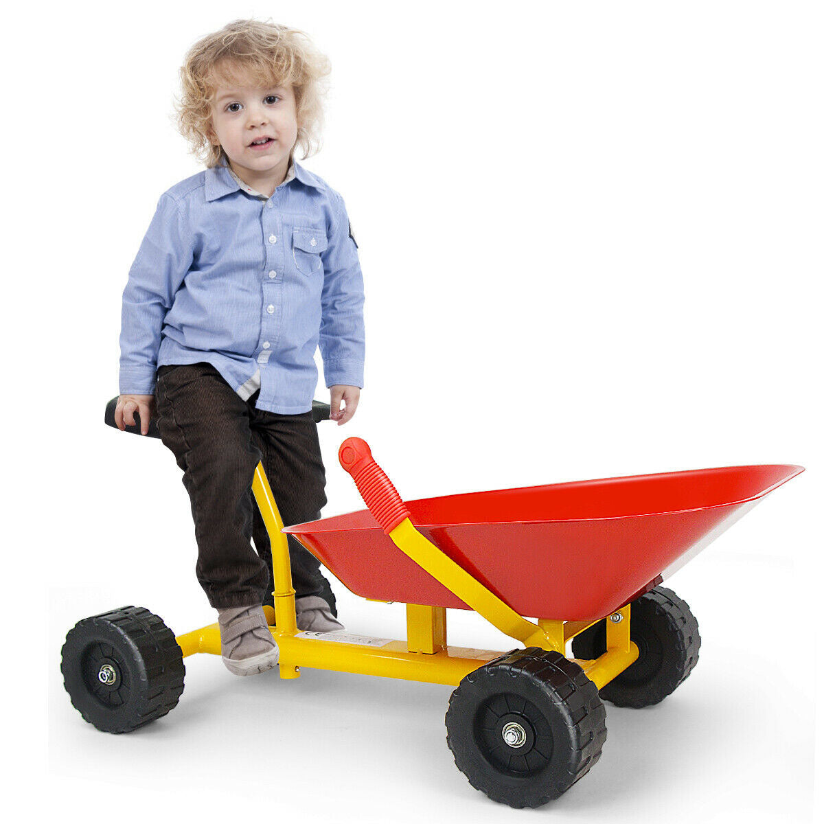 8 Inch Heavy Duty Kids Ride-on Sand Dumper with 4 Wheels-Red Kids Crystal