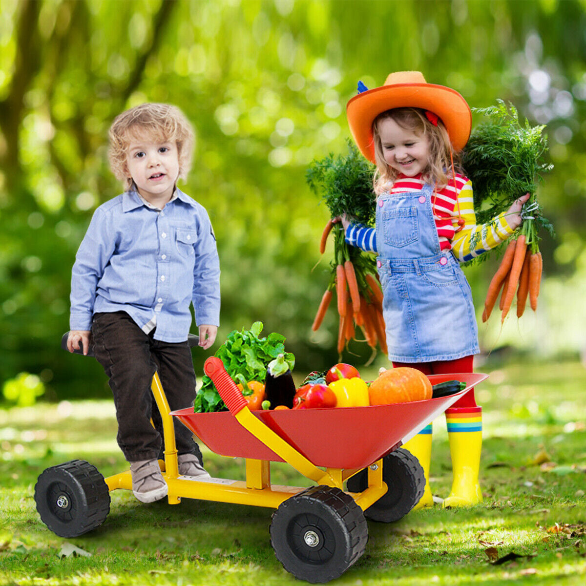 8 Inch Heavy Duty Kids Ride-on Sand Dumper with 4 Wheels-Red Kids Crystal