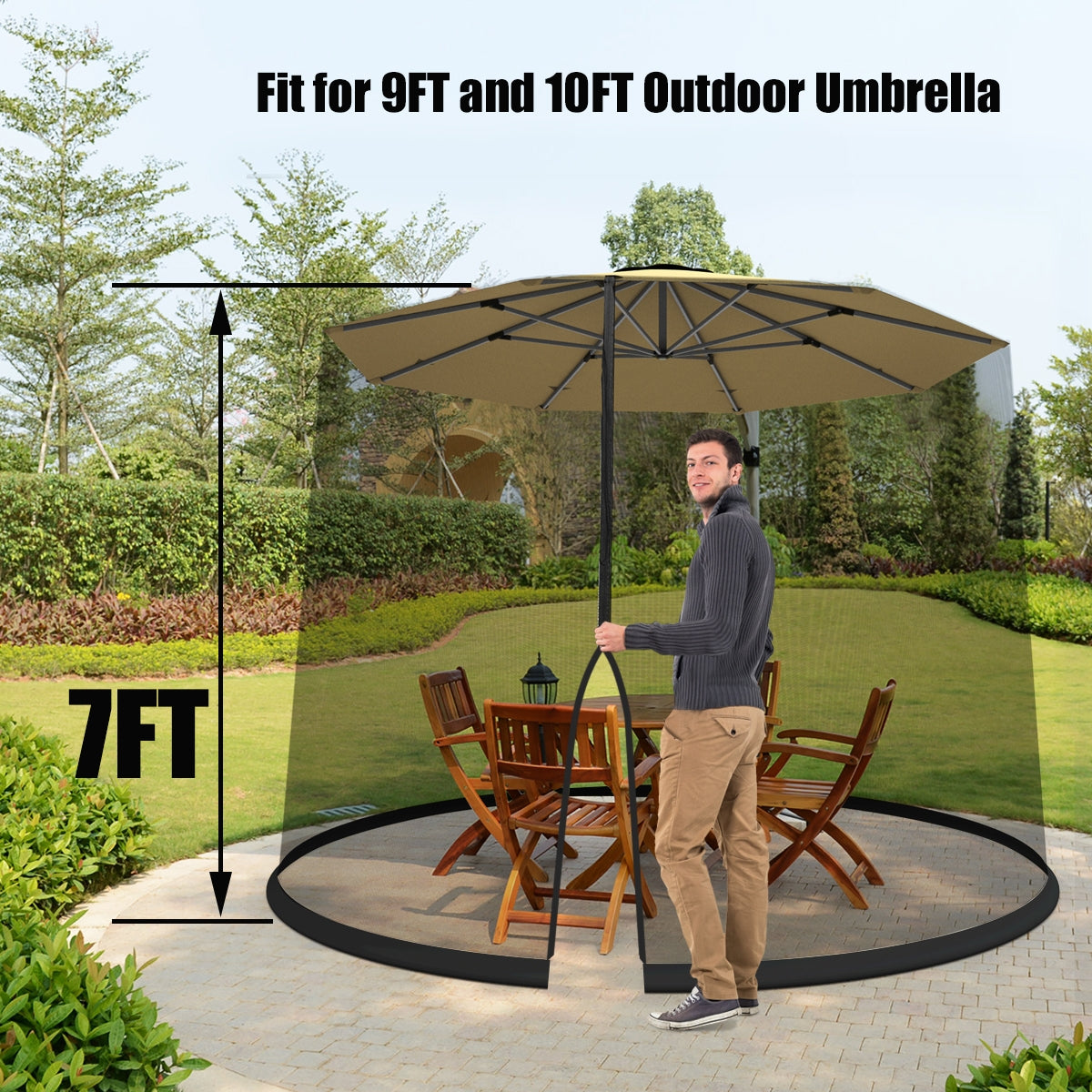 9 -10 Feet Outdoor Umbrella Table Screen Mosquito Bug Insect Net Kids Crystal