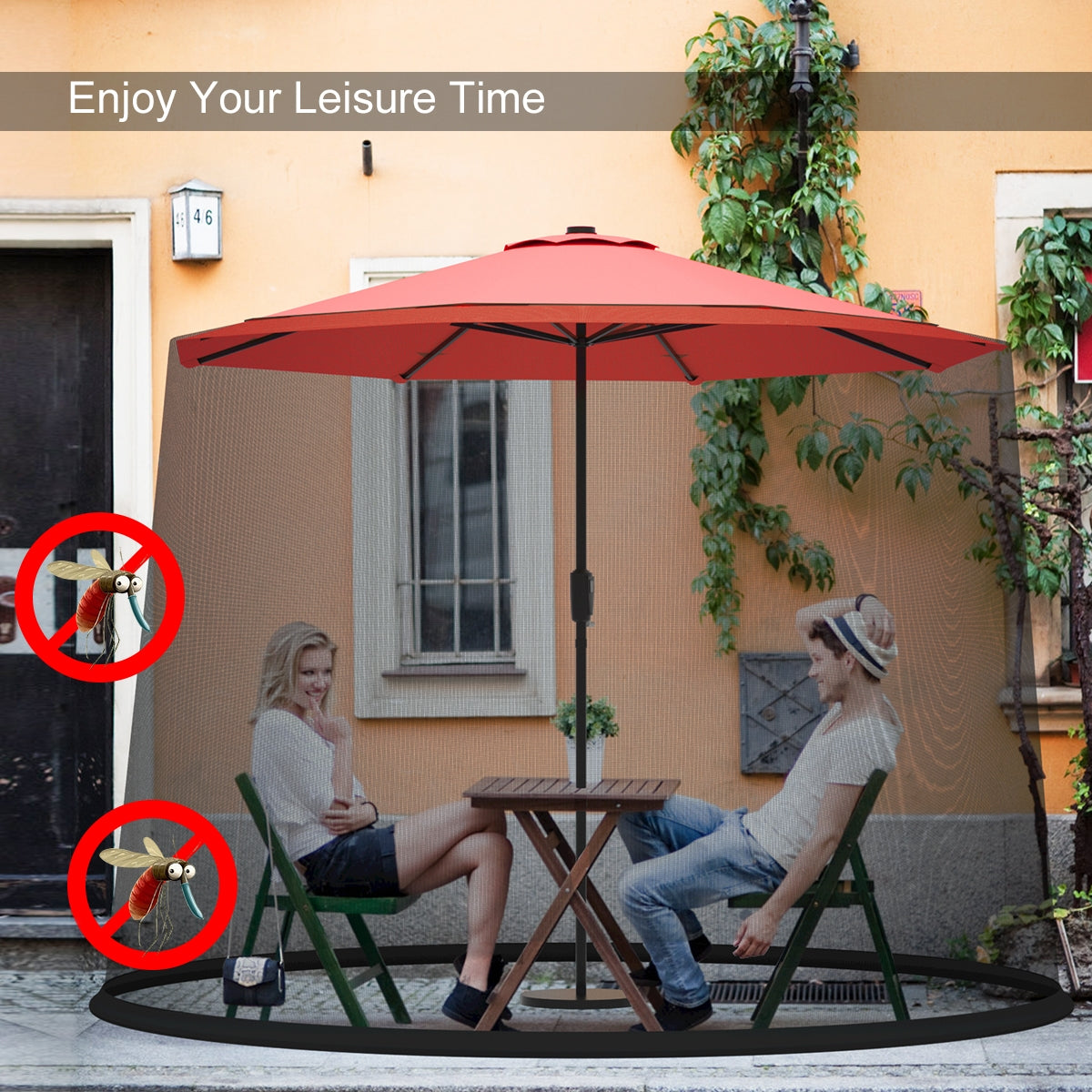 9 -10 Feet Outdoor Umbrella Table Screen Mosquito Bug Insect Net Kids Crystal