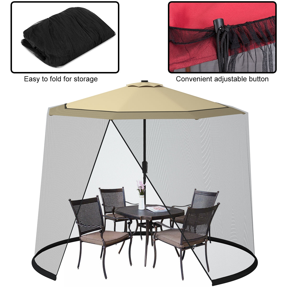 9 -10 Feet Outdoor Umbrella Table Screen Mosquito Bug Insect Net Kids Crystal