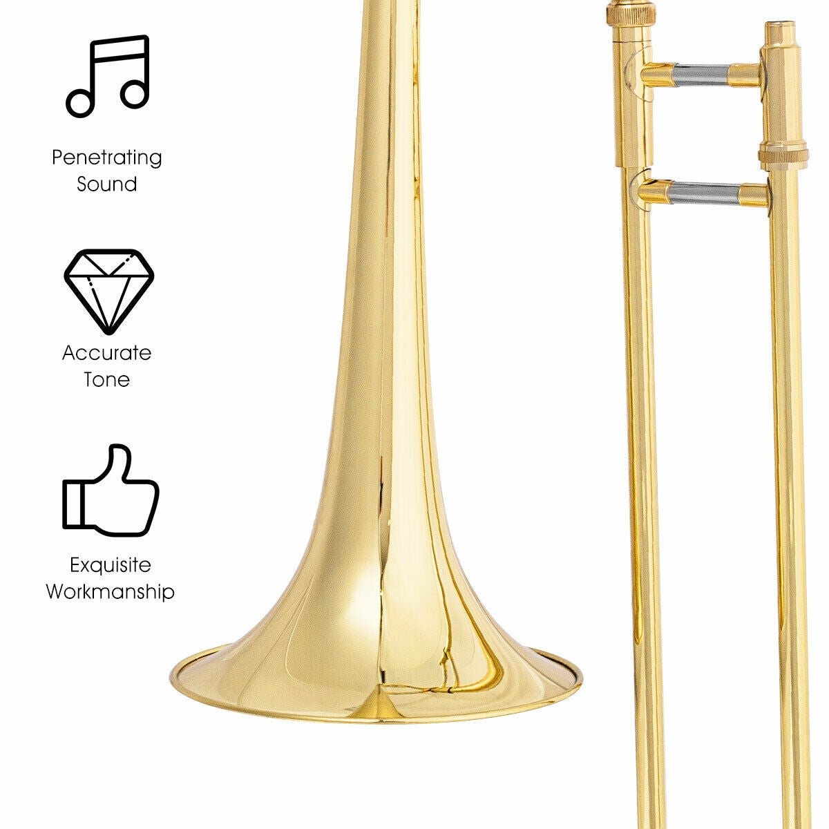 B Flat Trombone Golden Brass with Mouthpiece Kids Crystal