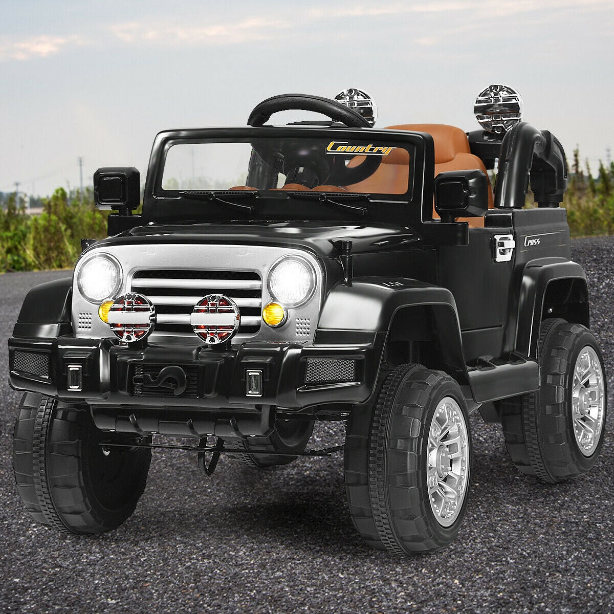 12 V Kids Ride on Truck with MP3 + LED Lights-Black
