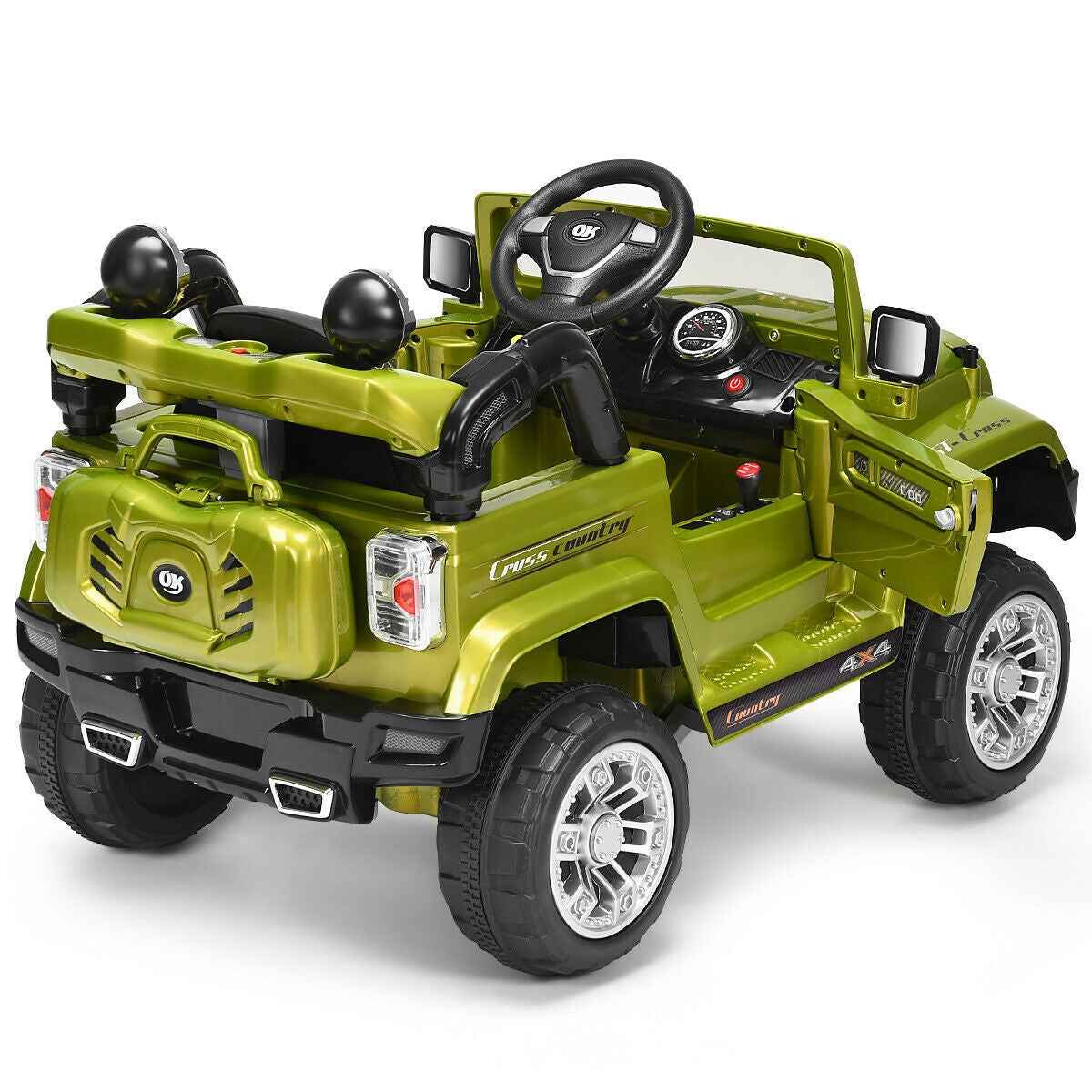 12 V Kids Ride on Truck with MP3 + LED Lights-Green Kids Crystal