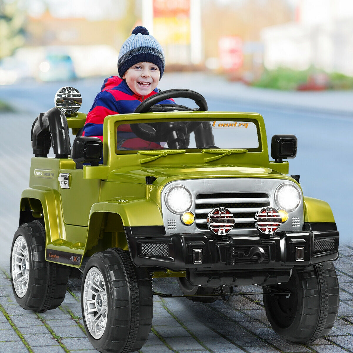 12 V Kids Ride on Truck with MP3 + LED Lights-Green